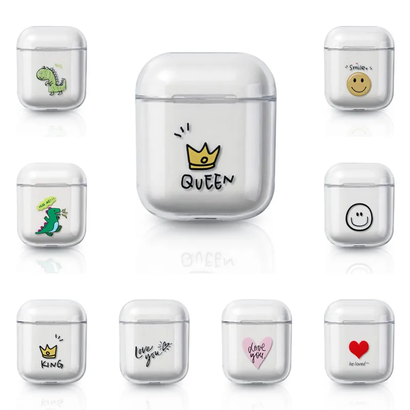 

KJOEW Transparent cartoon earphone case for airpods 1 2 case shockproof coloured drawing or pattern for wireless earphone case