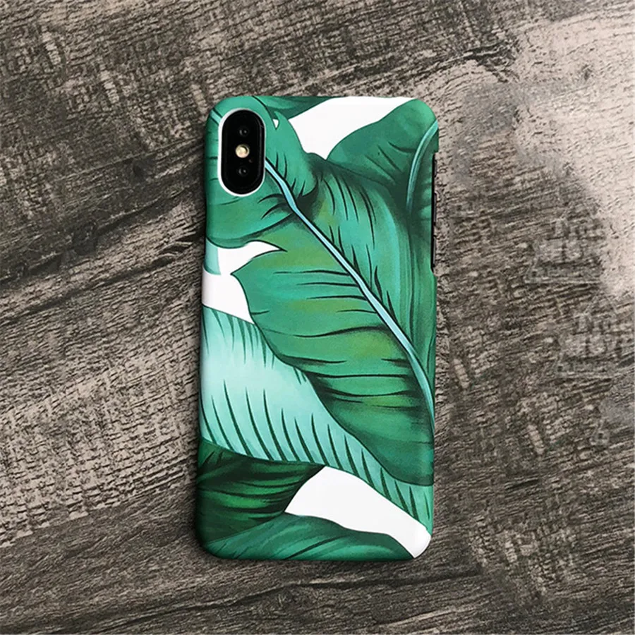 Модный летний чехол для iPhone 7, 8 X, с изображением листьев дерева, тропика, чехол с милым принтом, тонкий жесткий чехол, чехол для телефона, для iPhone7, 6, 6S Plus, чехол