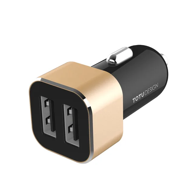 TOTU универсальное быстрое двойное автомобильное usb-устройство для зарядки телефона 2.4A для iPhone samsung Xiaomi автомобильное зарядное устройство для мобильного телефона автомобильное USB зарядное устройство - Тип штекера: Black with Gold