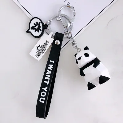 Kawaii брелок Единорог панда Кот коала геометрический с животными из ПВХ брелок 10 стилей модный Декор для сумки телефон подарок - Цвет: Panda