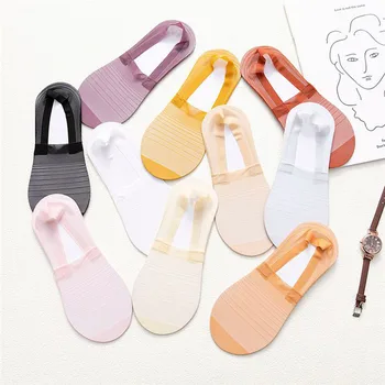 

10 Pair New Transparent Short Socks Femme Soft Low Invisible Silica Gel Socks Women Mesh Hollow Out Boat Socks