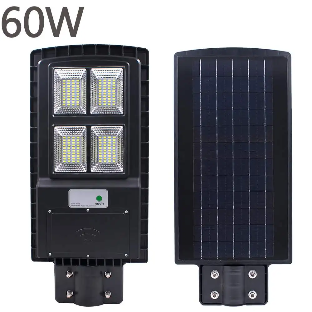 80Leds 30W 60W LED Solar Lamp Solar Powered Outdoor PIR Motion Sensor Garden Wall Street Lamp Black/Gray Shell Waterproof - Emitting Color: 60W Black Shell