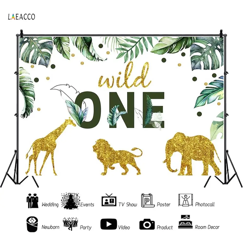 

Cartoon Tropical Jungle Forest Safari Party Photo Backdrop "Wild One" Baby Birthday Party Photography Background For Photostudio