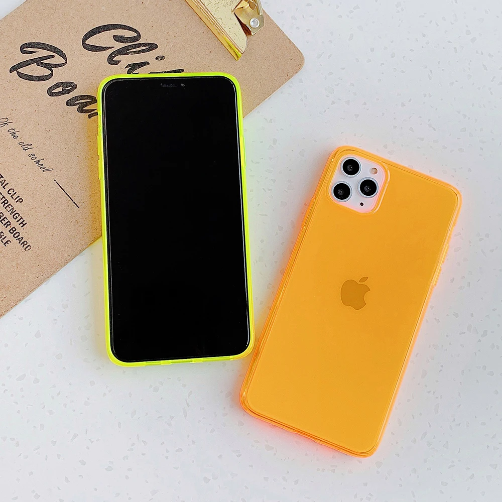 LOVECOM неоновый флуоресцентный однотонный чехол для телефона iPhone 12 Mini 11 Pro Max XR X XS 7 8
