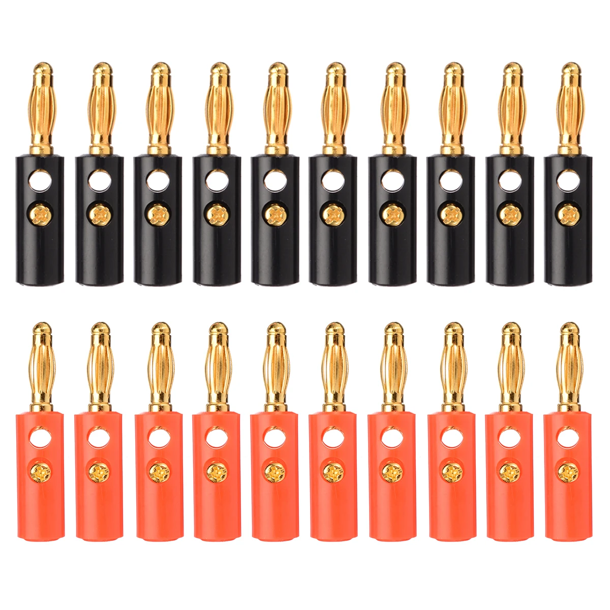 

20pcs 2 Color 4mm Banana Plug Gold Plated Banana Screw Cable Plugs Connector 3.5mm Audio Jack Adapter For Speakers