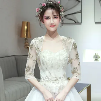 

Shrug Women Bridal Wedding Jacket Bolero Mesh Lace Floral Romantic Elegant Bolero Mariage Shawl Cape Stoles Wraps Shawls Shrugs