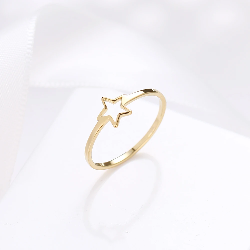 DOTIFI New daily For Women Ring 316L Stainless Steel Jewelry Hollow Five-Pointed Star Female Birthday Party Gift R307