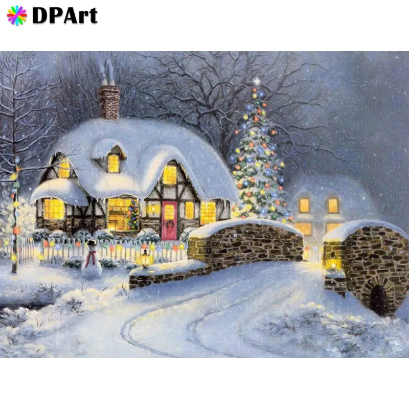 

Daimond Painting 5D Full Square/ Round Christmas Eve Cartoon Castle Diamond Rhinestone Embroidery Crystal Cross Stitch Gift M175