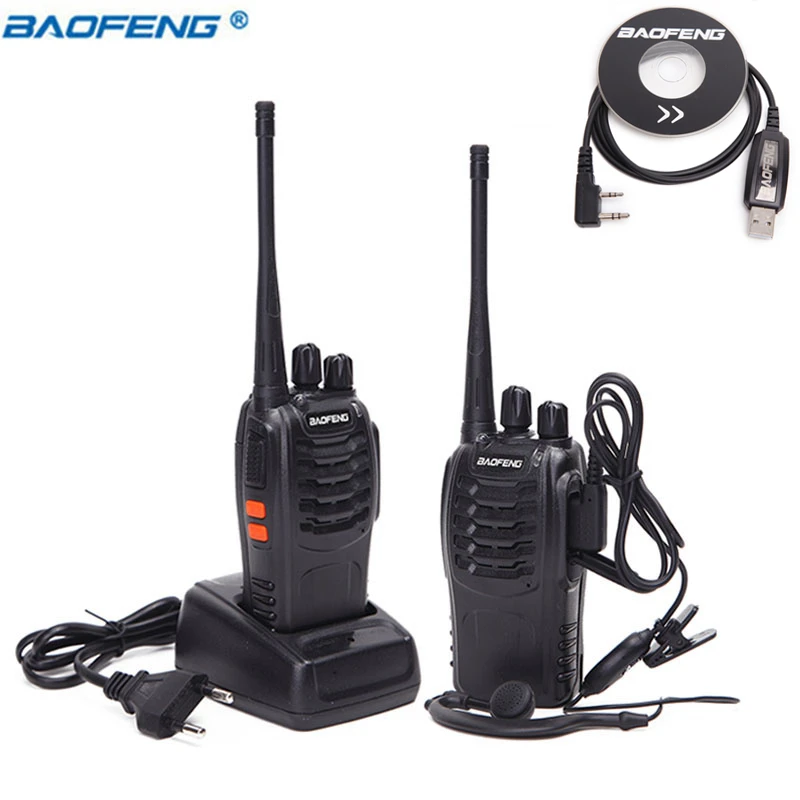 2pcs add programming 2 шт. Baofeng BF-888S рация UHF двухстороннее радио BF888S портативное радио 888S Comunicador передатчик приемопередатчик+ 4 гарнитуры - Цвет: 2pcs add programming