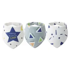 Детские Водонепроницаемые Слюнявчики, хлопковые треугольные Слюнявчики, Детские регулируемые стильные Слюнявчики на кнопках, детские товары, 3 шт