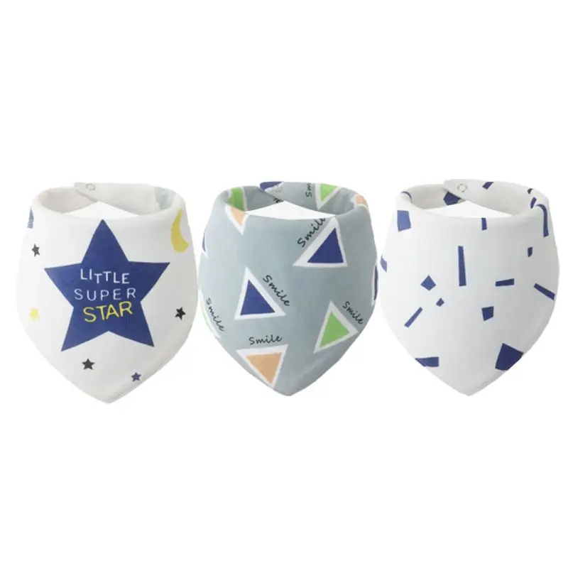 

3 Pcs Baby Waterproof Saliva Towel Cotton Triangle Bib Children Snap Button Adjustable Style Bibs Kids Products