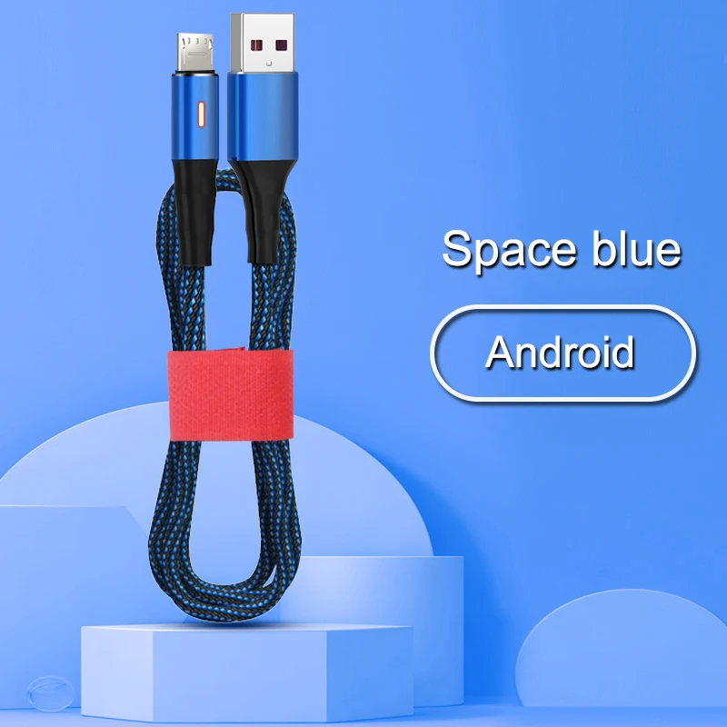 3 А USB кабель для быстрой зарядки и передачи данных для samsung Xiaomi huawei Android кабель 3,0 USB C Micro USB нейлоновый шнур для зарядки мобильного телефона - Цвет: Blue for Micro