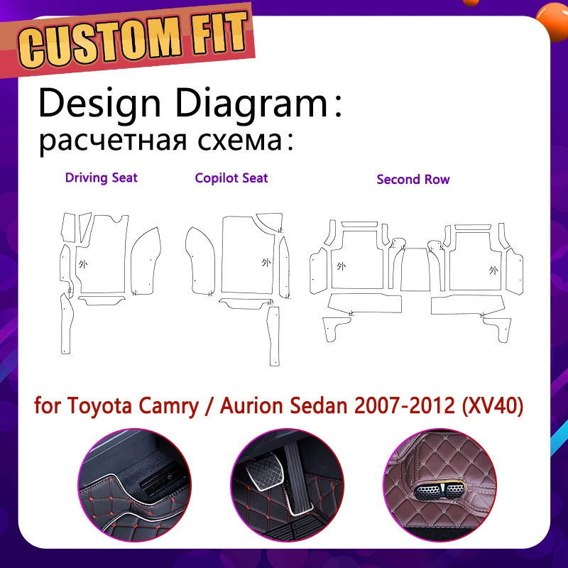 Кожаные автомобильные коврики на заказ для Toyota Camry XV 40 XV40 2007~ 2012 5 мест, водостойкий коврик для ног, аксессуары для ковров 2008 2009 2010