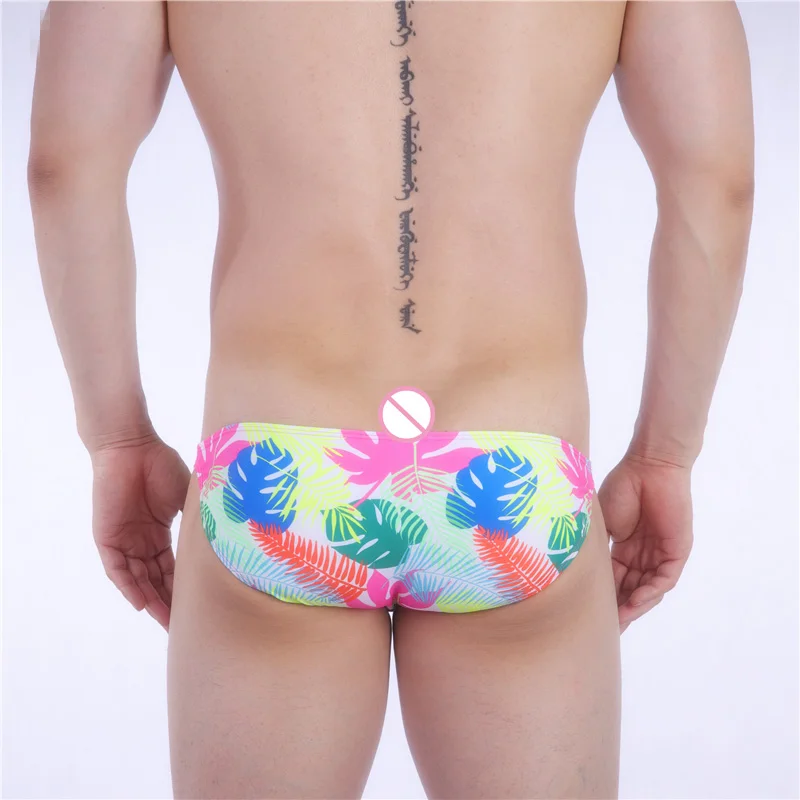 pouch Flower Printed Men Swim Low Waist Briefs Sexy Gay Swimwear Bikini Swimming Trunks Man Swimsuit Tanga Swim Suit Shorts 116