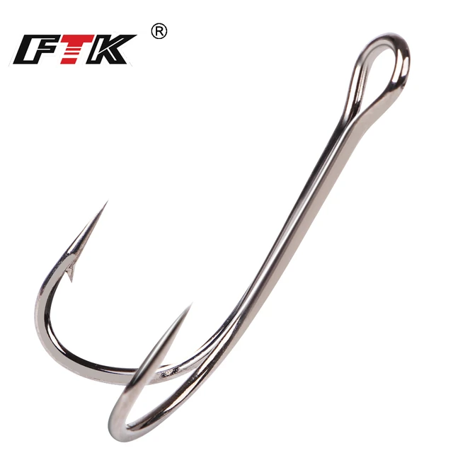 FTK 10-20pcs Double Hook Frog Lure Fishing High Carbon Steel Hook 3/0-6#  Fly Tying Worm Silicone Bait Double Fishing Hook - AliExpress