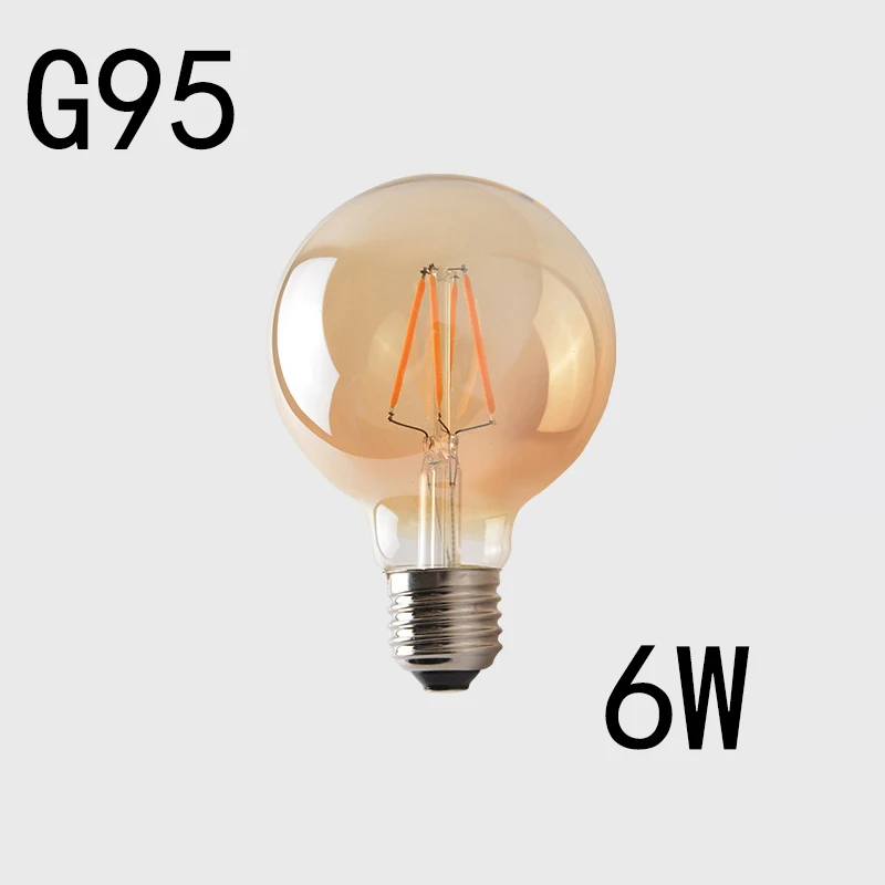 6WG95 Винтажный светильник Эдисона с нитью накаливания E27 светодиодный 6 Вт 8 Вт 220 В лм Домашний потолочный светильник, аксессуары, светильник в стиле ретро - Цвет: 6WG95