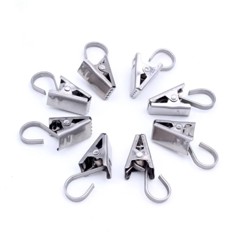 

1/10Pcs Sturdy and Durable Window Curtain Hook Clips Home Window Accessories Solid Iron Drapery Hook
