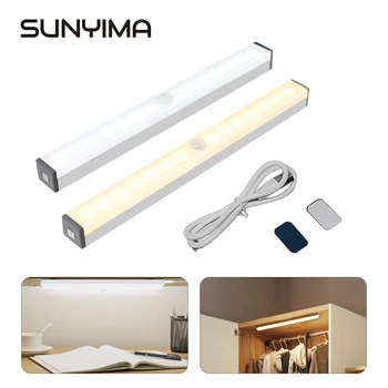 

SUNYIMA LED Under Cabinet Light Wireless PIR Motion Sensor Wardrobe Cupboard Closet Kitchen Lighting Led Night Light