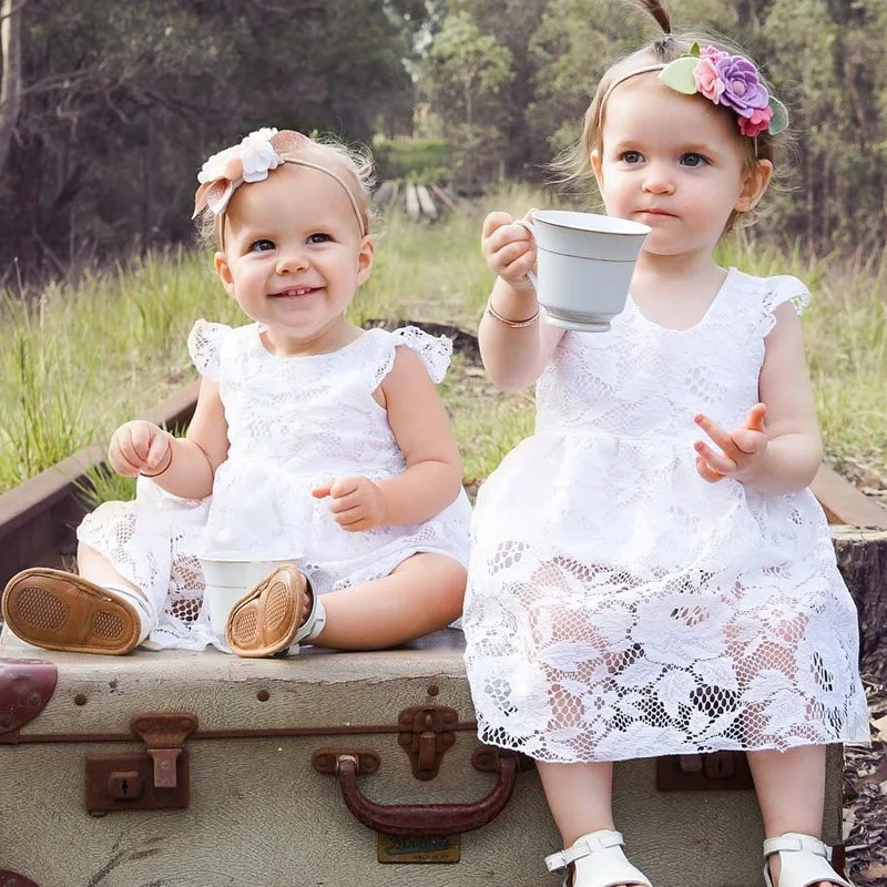 

Lace Flower Baby Girls Dress Summer White Newborns Princess Clothing 1 Year Birthday Party Dresses Baby Baptism Clothes