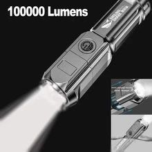 Flashlight High power Led Flashlights 1000000 lumen Rechargeable USB Tactical Flashlights 18650 Waterproof Zoom Camping lantern