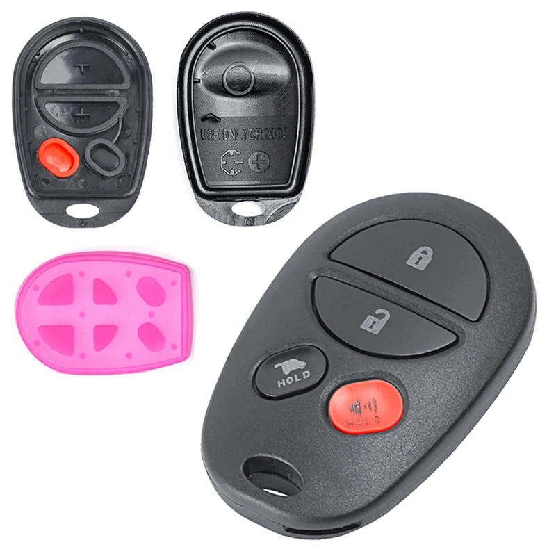 KEYECU 5PCS, Remote Car Key Shell Case for Toyota Tacoma Highlander Sequoia Sienna Tundra, Fob 3 4 Buttons- FCC ID: GQ43VT20T