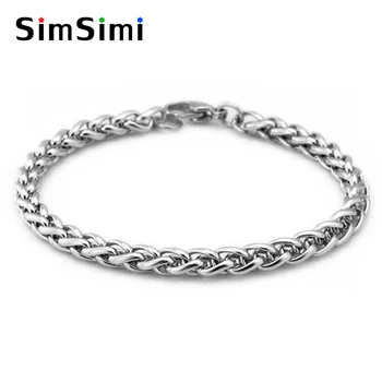 

10 units FASHION JEWELRY silver 5mm wheat bracelet 304 Stainless Steel fittings keel wristband bangle High Quality Wholesale