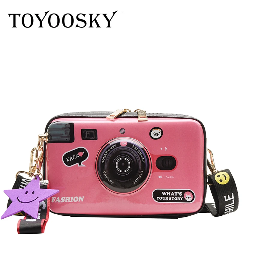 TOYOOSKY новая забавная женская кожаная сумка мессенджер через плечо в форме камеры