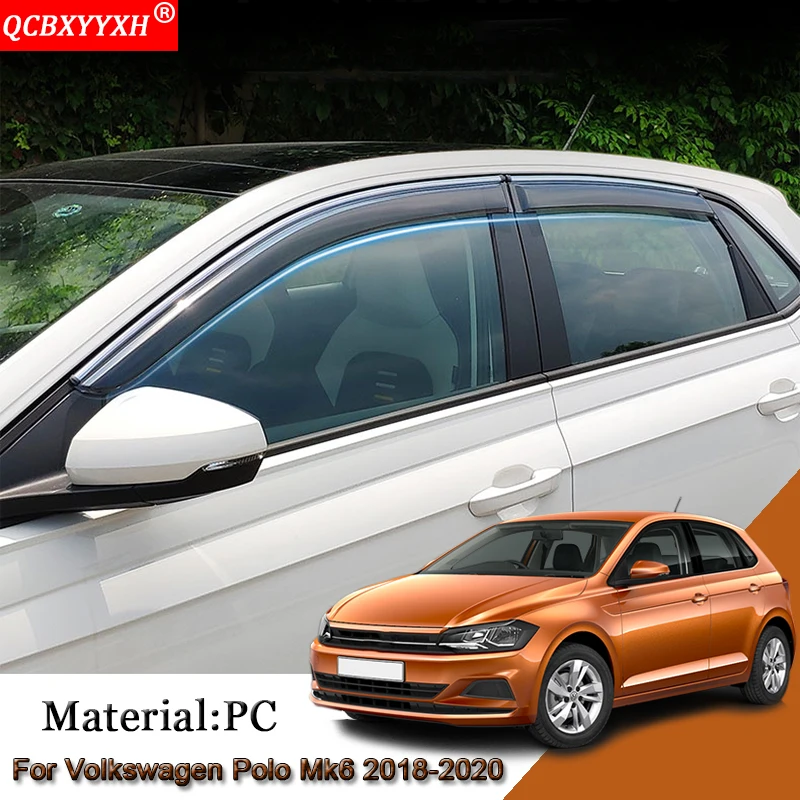 4pcs Car Awnings Shelters Window Visors Sun Rain Shield Stickers Covers Auto Accessories For Volkswagen Polo Mk6 AW 2018-2020 | Автомобили