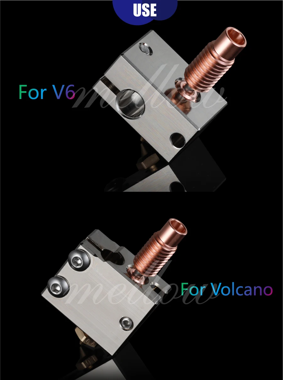Bocal da Impressora Garganta para 1.75mm Mellow All-metal Calor Quebrar Cobre & Aço Inoxidável 3d E3d v6 Hotend Aquecedor Bloco nf V6-crazy 41 garganta para 1.75mm e3d v6 hotend aquecedor bloco