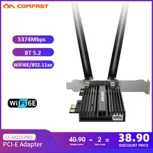 

WiFi6E Intel AX210 5374Mbps Tri-band 2.4G&5.8GHz&6GHz Bluetooth 5.2 802.11ax/ac PCI-E Network Card For PC Win10 64bit