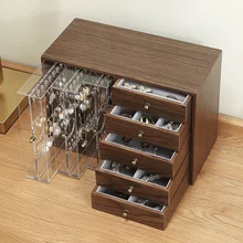 

Casegrace Multi-layer Large Jewelry Organizer Box Wooden Acrylic Drawers Storage Gift Case Earrings Ring Jewellery Display Boxes