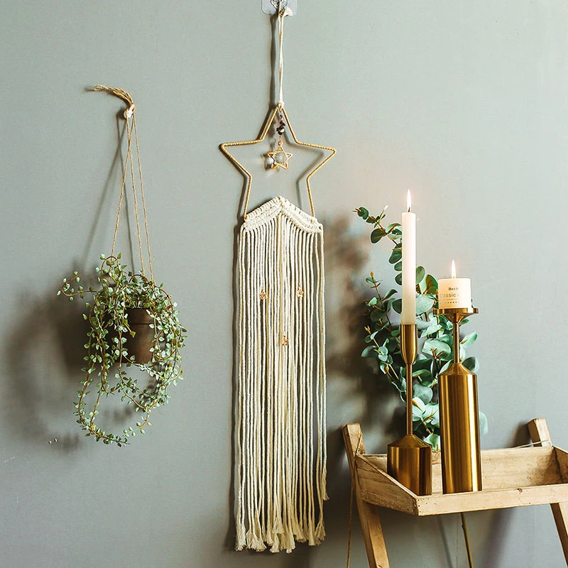Nordic Style Star Decoration Macrame Tapestry Wall Hanging Bohemian Handmade Knitted Wall Accents Tapestries Art Boho Home Decor Nordic Style Star Decoration Macrame Tapestry Wall Hanging Bohemian Handmade Knitted Wall Accents Tapestries Art Boho Home Decor