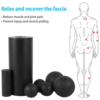 5pc Pilates Foam Roller Black Yoga Massage Foam Roller Fitness Ball Set Massage Muscle Release