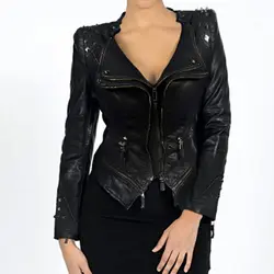 Мотоциклетная куртка, пальто, женская кожаная куртка, зима-осень, черная куртка-бомбер, модная верхняя одежда, пальто из искусственной кожи