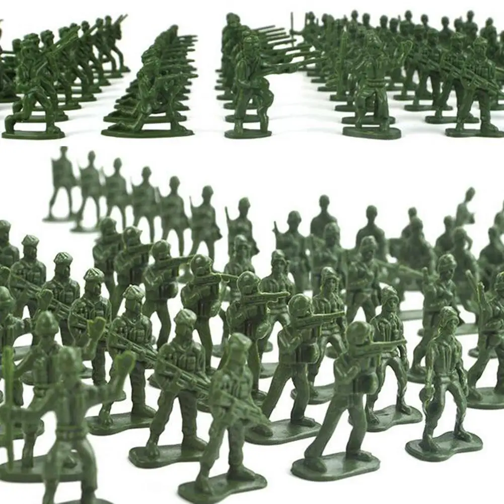 100pcs 1:72 New Plastic Army Men Figures Military Set Toy Soldiers Green 