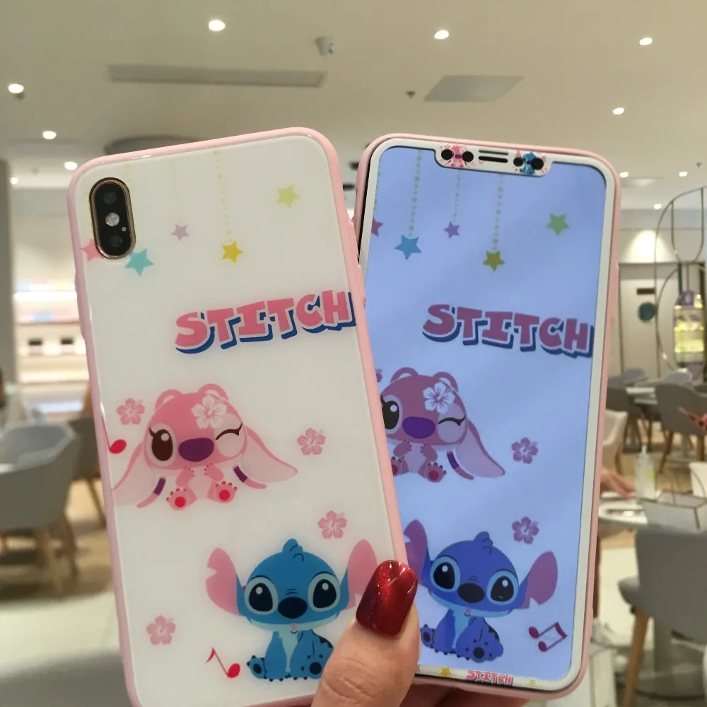 360-Protection-Cartoon-Stitch-screen-protection-film-Couple-Phone-case-for-iPhone-6-6s-7-8