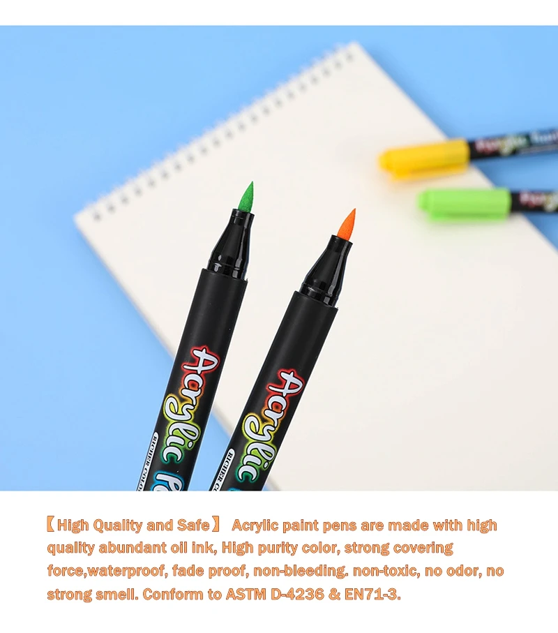 36 Colors Acrylic Paint Pens Acrylic Brush Marker Pens for Rock Painting, Stone, Ceramic, Glass, Wood, Canvas ,DIY Card Making.