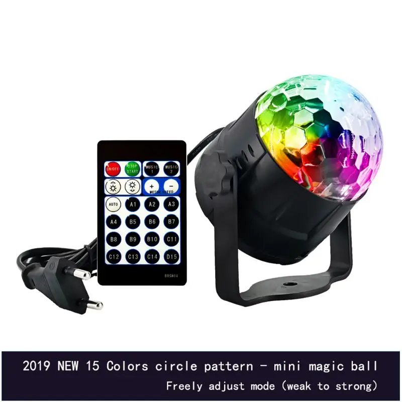 

DJ Disco Stage Party 15 Colors LED Ball Light Remote Control Projector Lamp Strobe Sound Activated for Parties Birthday Dance We