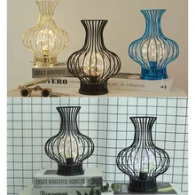 

Wrought Iron Classic Vase LED Creative Small Night Light Hollow Out Night Lamp for Bedroom Cafe Hotel Balcony Home Decoration