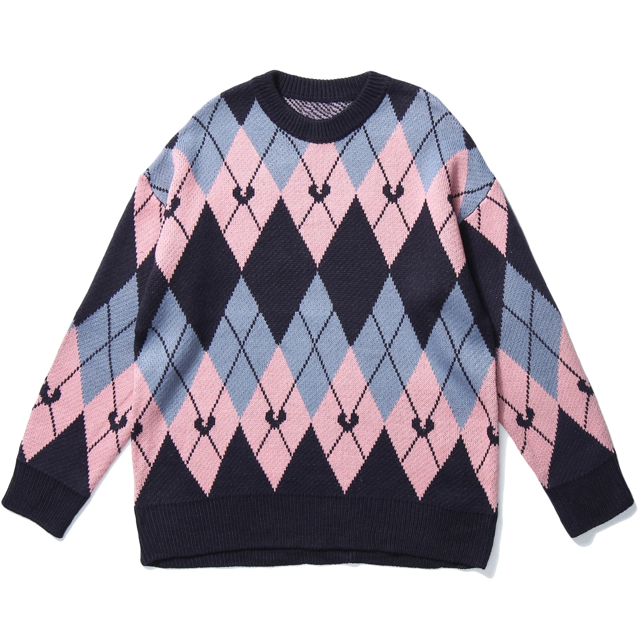 

Geometry Pattern Knitted Male Sweater 2020 Harajuku Fashion Streetwear Vintage Autumn Casual Sweater Hip Hop Loose Tops Pullover