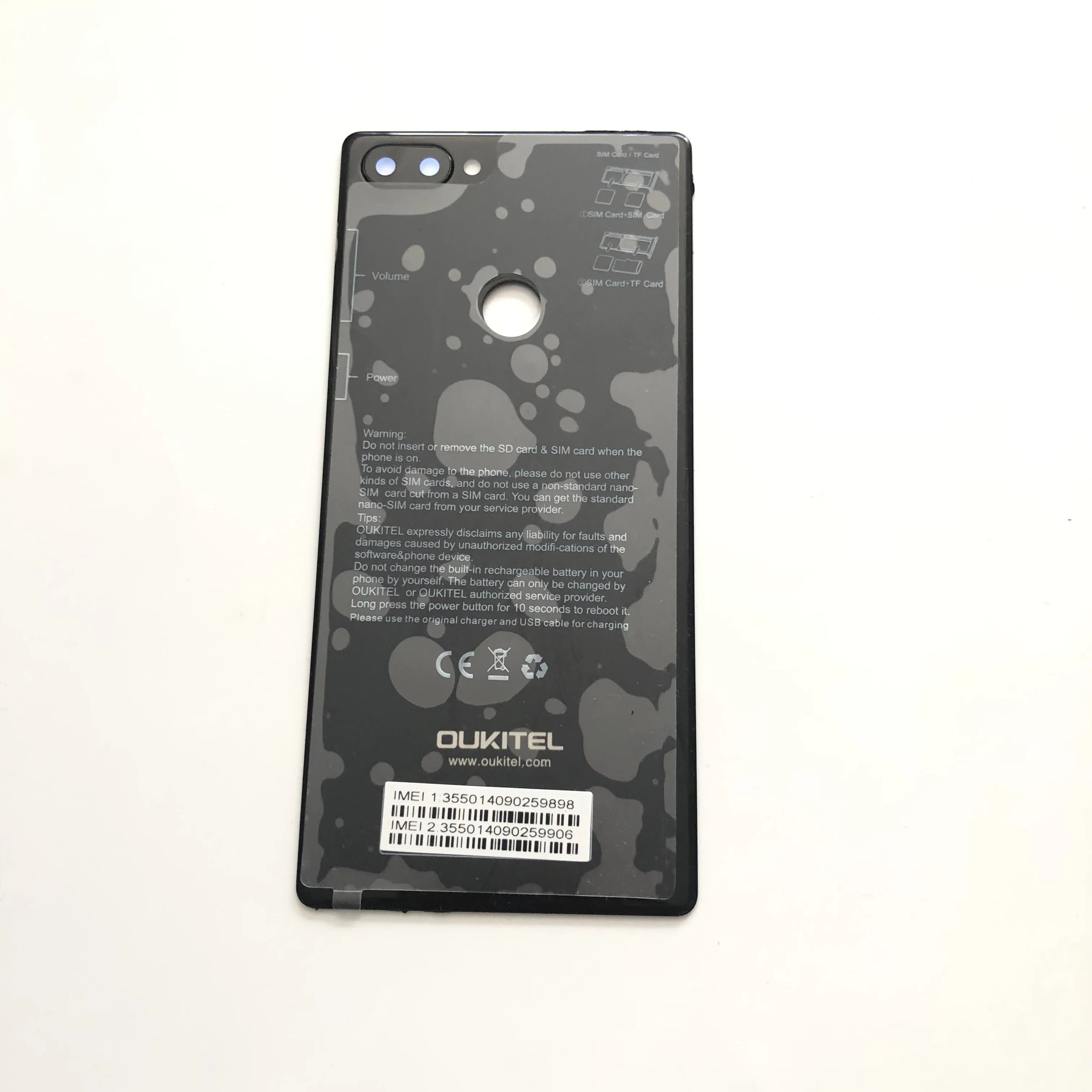 Oukitel Mix 2 используется защитный чехол для аккумулятора задняя крышка + стеклянная