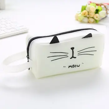 

Kawaii Pencil bag Cartoon Cat Gel Pencil Case Large Capacity pencil box School Stationery Pen Bag With Portable Carrying Handle