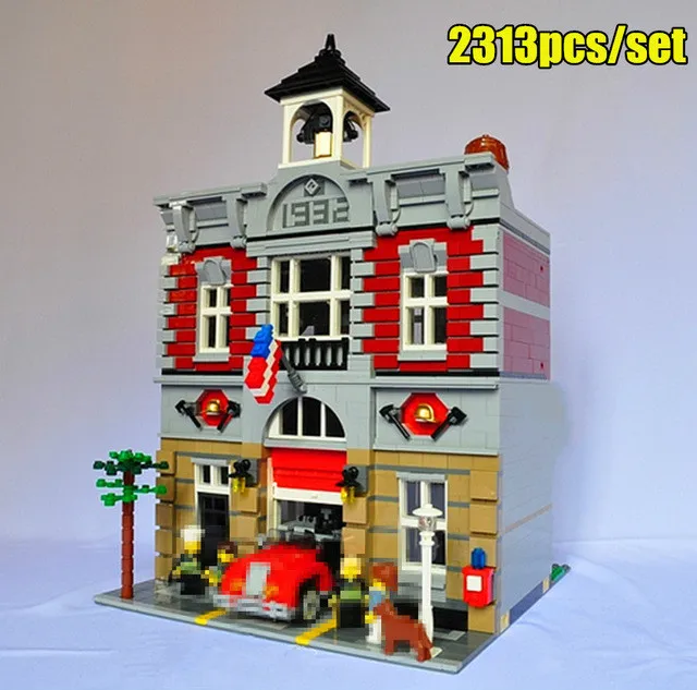 

New 15004 2859 pcs for the fit 10197 Creator fire brigade streetscape model building kit bricks educational children's toys