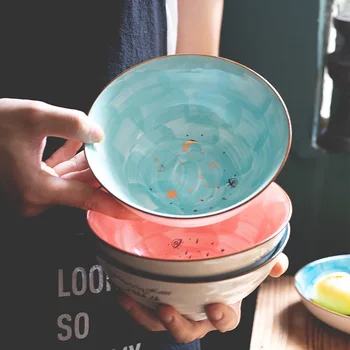 

Creative Ceramic Noodle Bowl Star Pattern Round Fruit Seasoning Soy Vinegar Ketchup Salad Noodle Bowl Japanese Sushi Tableware