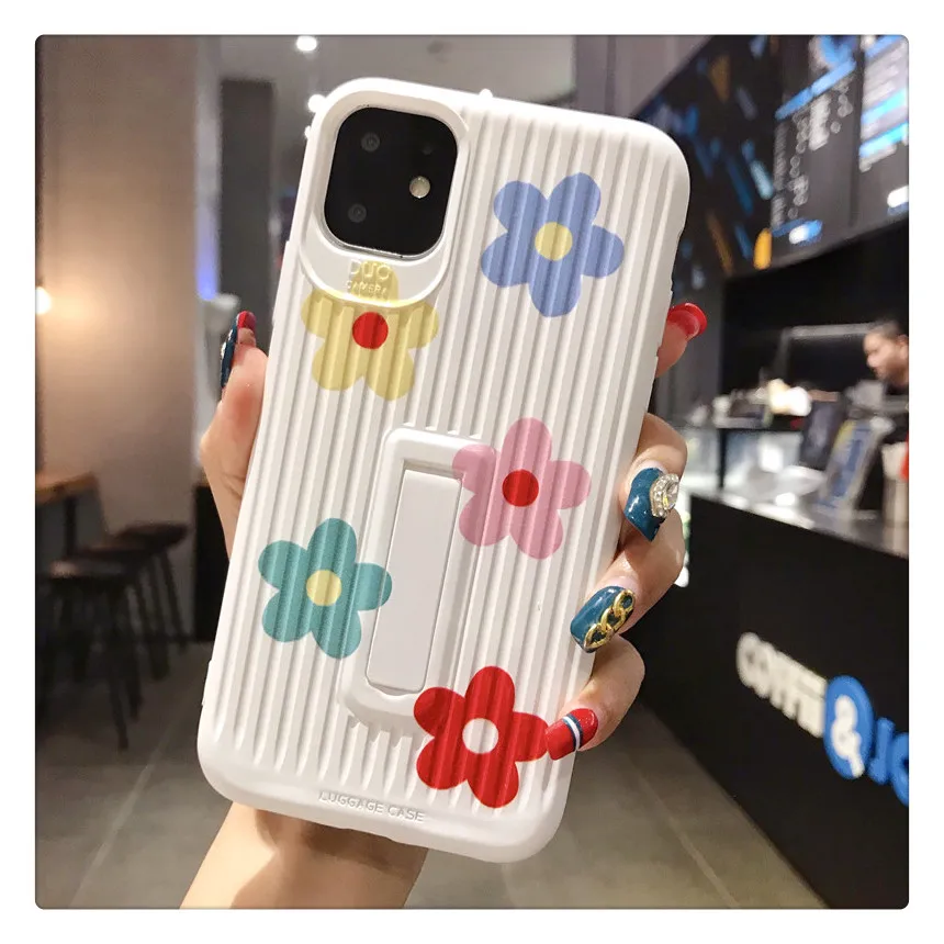 Для iPhone 11 pro max/XS Max flowers задняя крышка из закаленного стекла пленка для экрана iPhone X XR 7 8 6s Plus постельное белье держатель 8plus