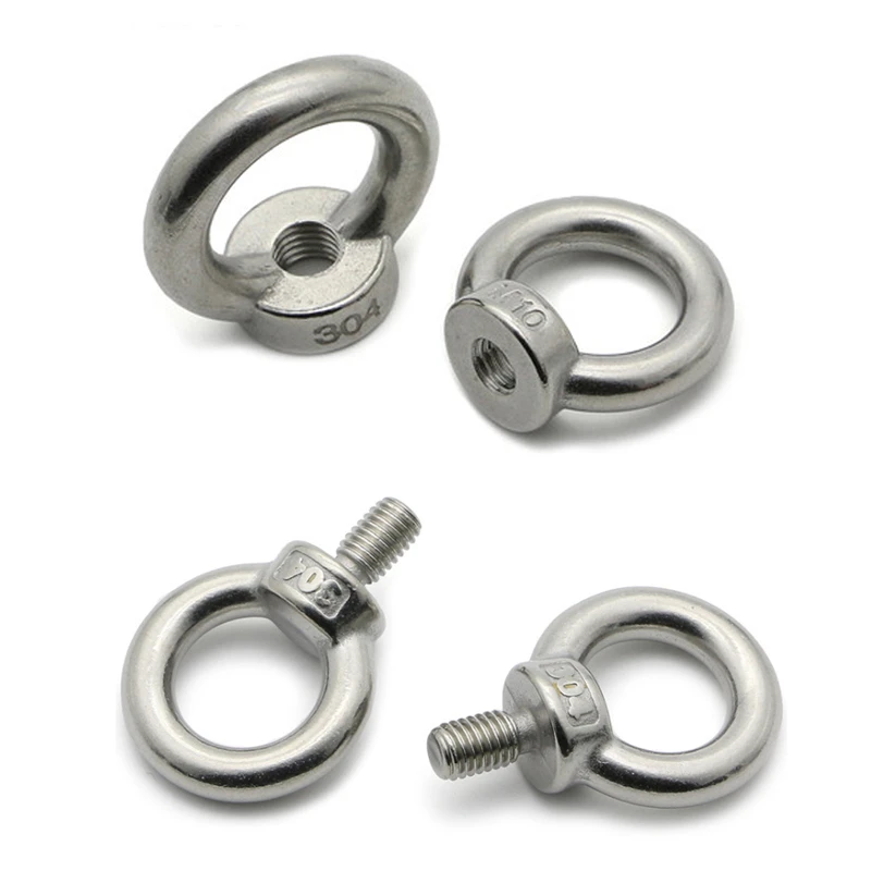 MroMax Lifting Eye Nut M6 Female Thread 304 Stainless Steel Round Shape for Rope Fitting Silver Tone 8Pcs 