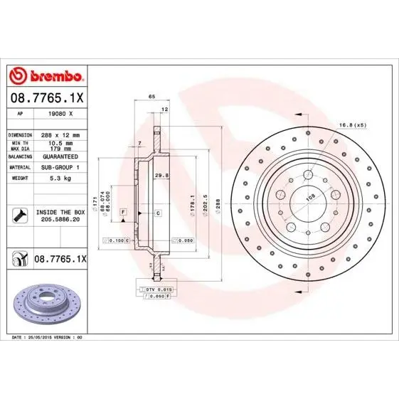 Диск тормозной задний перфорированный\ Volvo S60/S80/V70 2.0-4.4