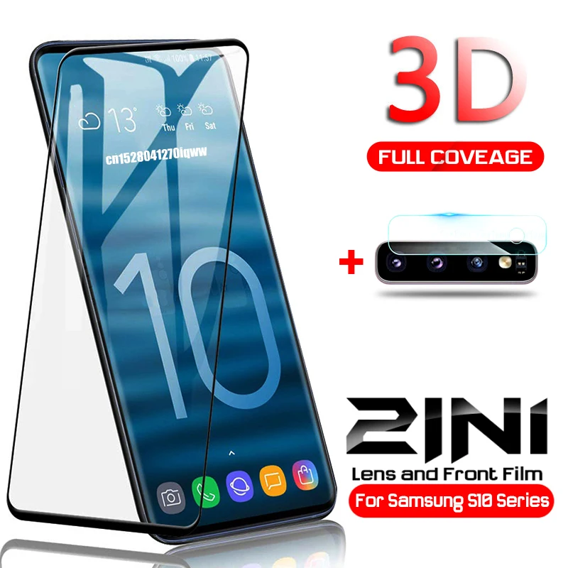 

2-In-1 Screen Protector For Samsung Galaxy S10 Plus Tempered Glass For Galaxy S10 S10E S10+ 3D Full Glue Glass Protective Film