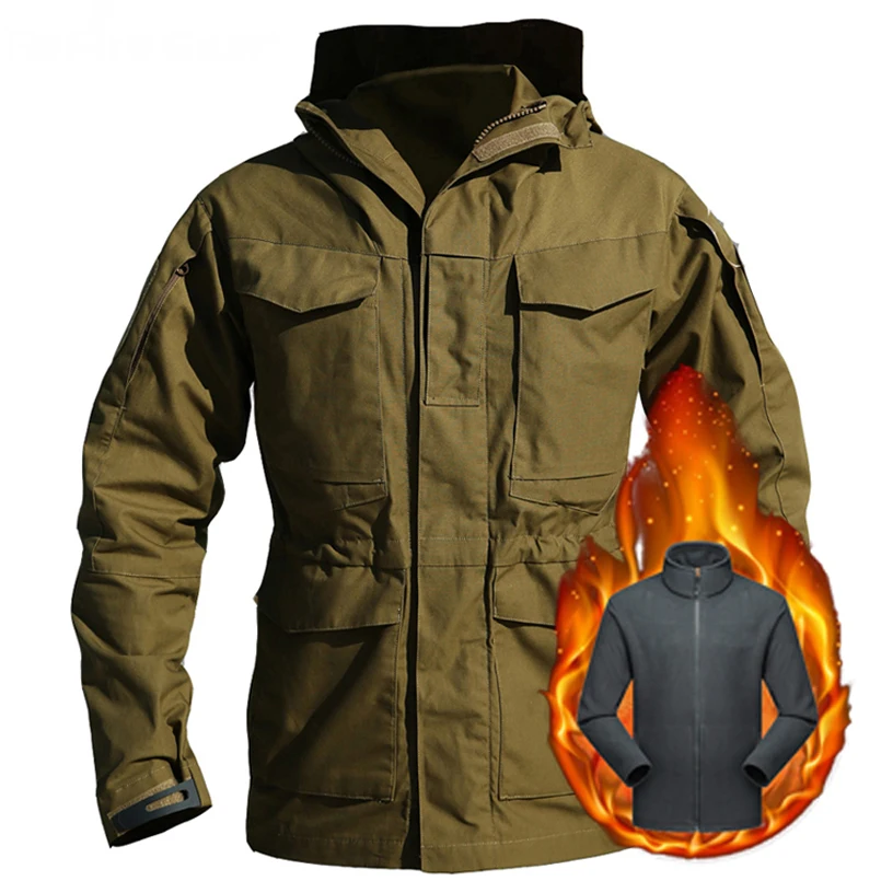 Waterproof Jacket Windbreaker-Coat Flight-Pilot M65 Fleece Military Hoodie Warm Mens