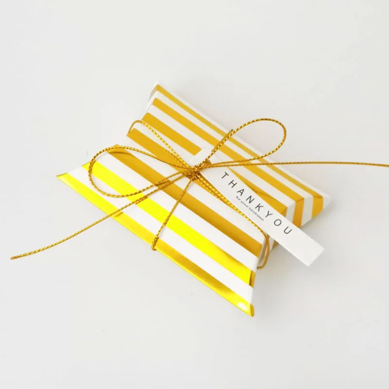 Коробка для конфет, разноцветная коробка для шоколада, Золотая наволочка с биркой благодарности - Цвет: Gold stripe